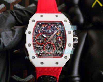 Replica Richard Mille RM 50-04 Kimi Raikkonen Tourbillon Chronograph Watch Red Gummy Strap